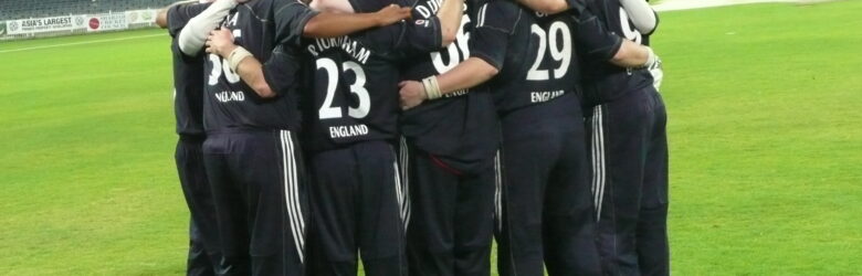 England Team in a huddle During 2010 Series V Pakistan