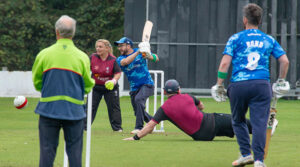 Sussex player ready to run after hitting the ball
