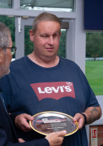 Gav Griffiths with his Hall of Fame Award.