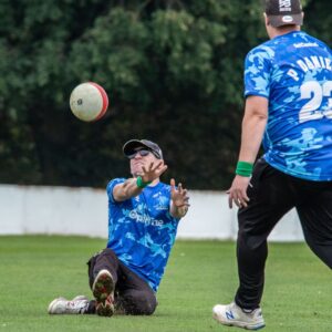 Sussex’s Marcus Kipling slides to try to take a catch