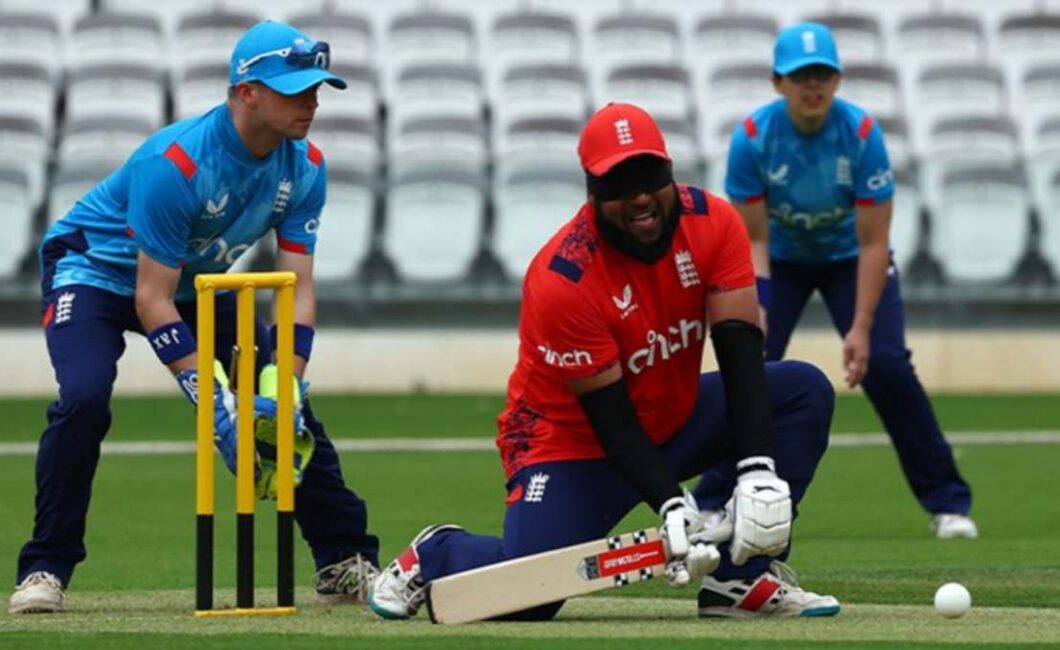 BCEW: Moshfique looks to sweep watched by Luke, keeping, and Laura in the background at the last Lords event