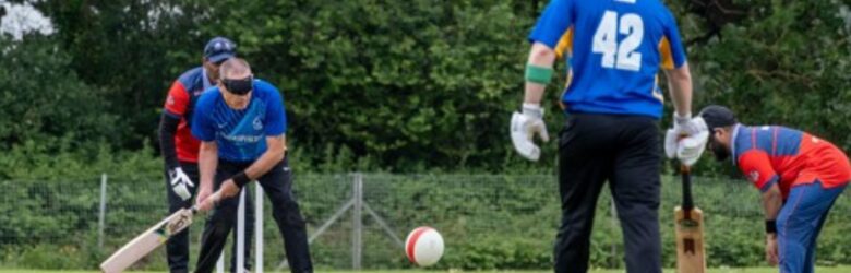 Dave Daniels facing watched by Dan Field at the Sussex v Lancashire Primary Club cup quarter final.