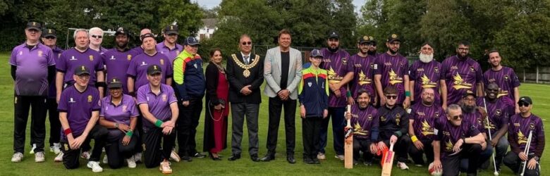 Greater Manchester Falcons Win Second Northern Development T20 Cup Final The teams Cheshire Cobras and Greater Manchester Falcons flank the umpires and guests the Mayor of Bolton, local MP & Tariq Mahmood, the Ex-Pakistan international cricketer.